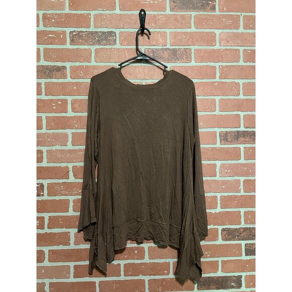 Vine Street Brown Asymmetrical Long Sleeve Top - L - Picture 7 of 7
